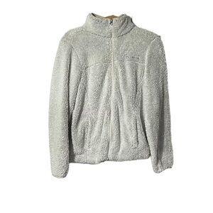 Columbia Fleece Jacket Gray Size Small Sherpa Warm Cozy